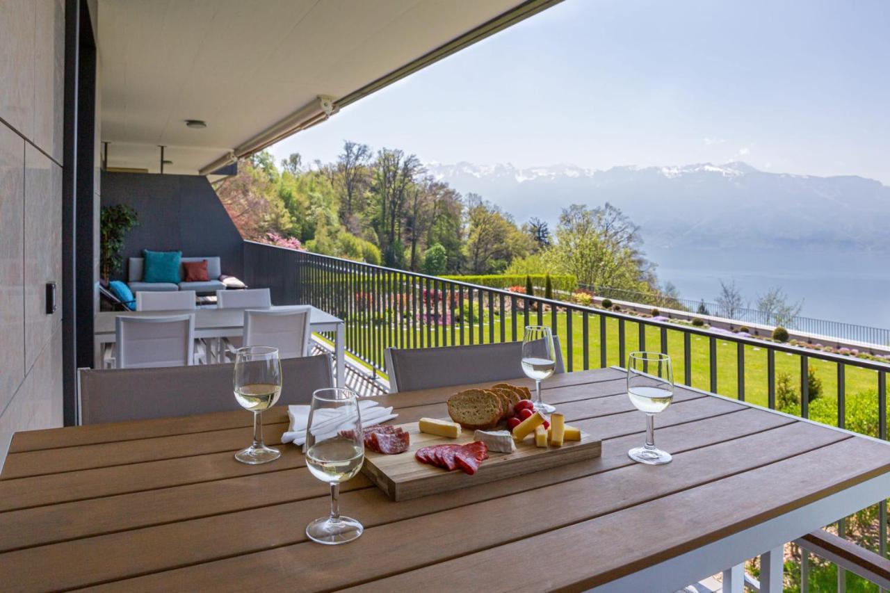 Les Terrasses De Lavaux 1 - Appartement De Luxe Avec Vue Panoramique Et Piscine Puidoux Exterior photo