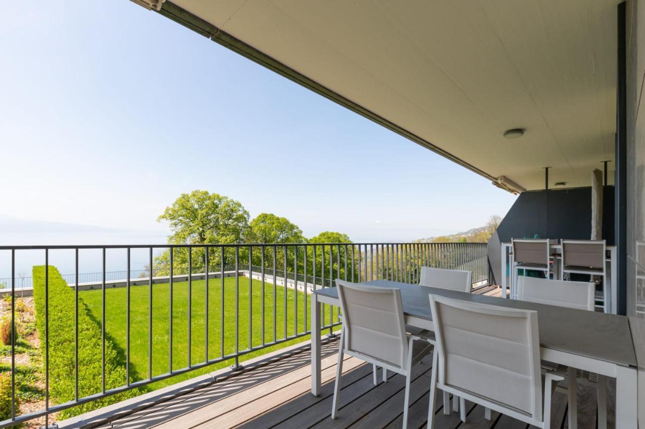 Les Terrasses De Lavaux 1 - Appartement De Luxe Avec Vue Panoramique Et Piscine Puidoux Exterior photo