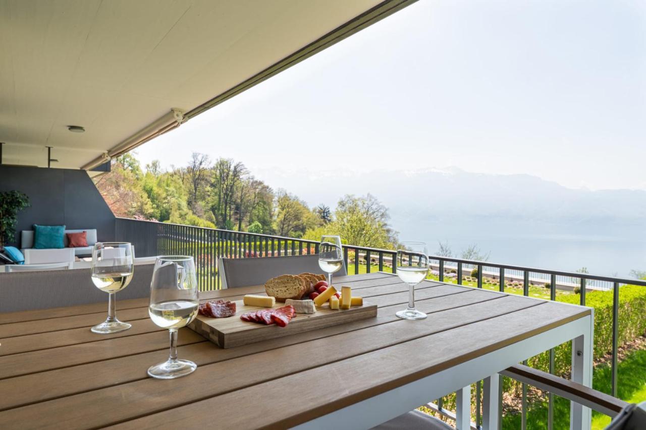 Les Terrasses De Lavaux 1 - Appartement De Luxe Avec Vue Panoramique Et Piscine Puidoux Exterior photo