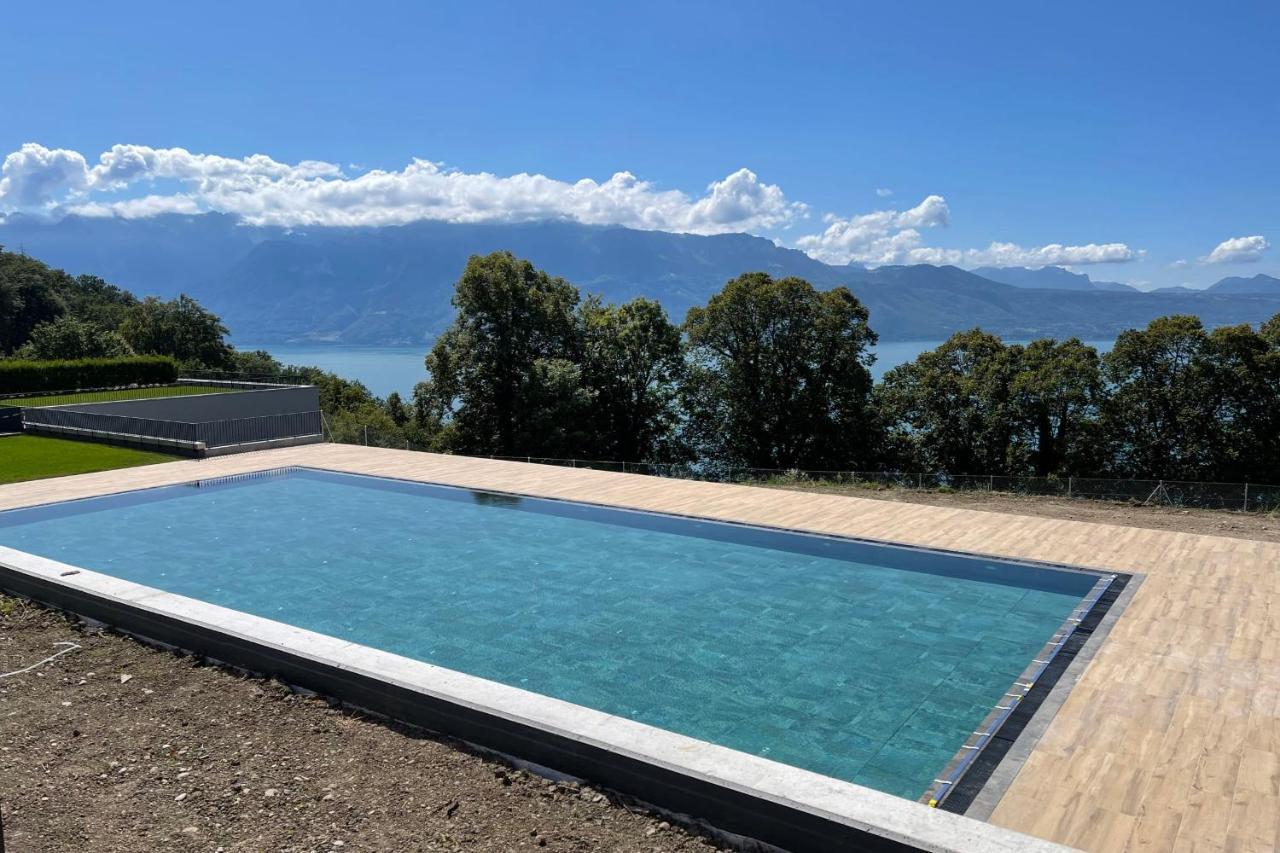 Les Terrasses De Lavaux 1 - Appartement De Luxe Avec Vue Panoramique Et Piscine Puidoux Exterior photo