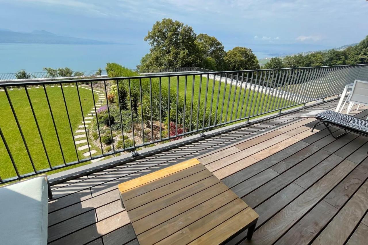 Les Terrasses De Lavaux 1 - Appartement De Luxe Avec Vue Panoramique Et Piscine Puidoux Exterior photo