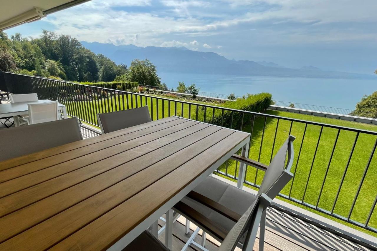 Les Terrasses De Lavaux 1 - Appartement De Luxe Avec Vue Panoramique Et Piscine Puidoux Exterior photo